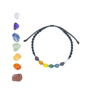 Βραχιόλι Chakra Healing, ΔΩΡΟ 7 ημιπολύτιμους λίθους, macrame. - ημιπολύτιμες πέτρες, μακραμέ, ατσάλι, χεριού, αυξομειούμενα