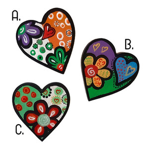 Ξύλινα μαγνητάκια καρδιές με μαργαρίτες 5,2x4,8x0,7 εκ. (1 τμχ.) - ξύλο, ζωγραφισμένα στο χέρι, καρδιά, χειροποίητα, μαγνητάκια ψυγείου