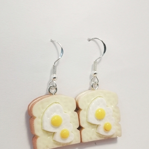 Σκουλαρίκια κρεμαστά-ψωμί με αυγά από ασήμι 925 ο γάντζος και πολυρητίνη το κρεμαστό στοιχείο - ασήμι 925, αυγό, κρεμαστά, παιδικά σκουλαρίκια, φθηνά - 4