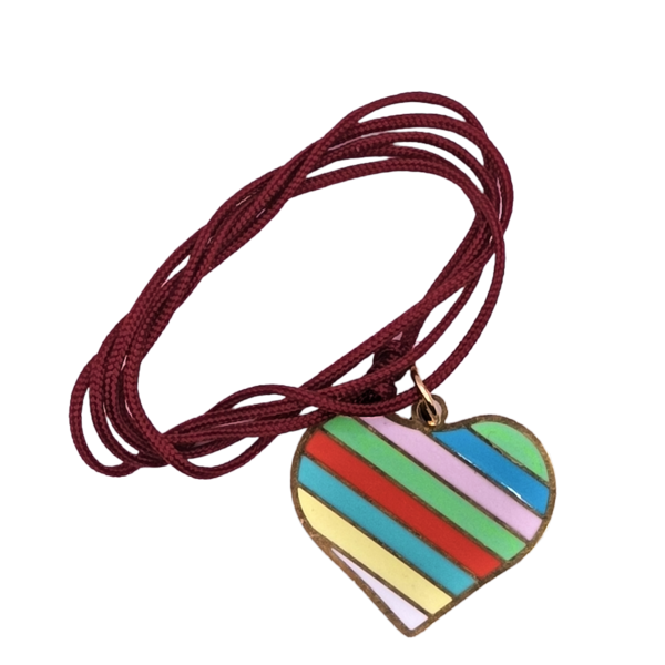Κολιέ καρδιά ατσάλινη με χρώματα σμάλτο-ρυθμιζόμενο μήκος - charms, καρδιά, κοντά, ατσάλι, φθηνά