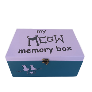 MDF χειροποίητο MeoW Memory Box - Μπλε/ Λιλά - 30*20*14εκ.