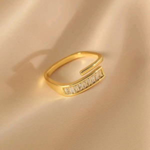 Ατσάλινο Γυναικείο Δαχτυλίδι SQUARE σε χρυσό χρώμα - ατσάλι, για γάμο, αυξομειούμενα, φθηνά - 5