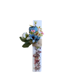 Λαμπάδα πλακέ λουλούδια μπλε 22εκ - κορίτσι, λουλούδια, λαμπάδες, για ενήλικες, για εφήβους - 2