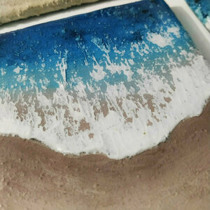 Σουβέρ κεραμικά σετ 4 τεμαχίων χειροποίητα 10Χ10 εκ. θάλασσα "coaster2303" - διακοσμητικά, γύψος - 2
