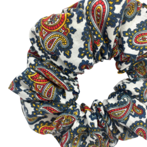 Υφασμάτινο λαστιχάκι scrunchie 'floral paisley' μεσαίου μεγέθους (medium) - ύφασμα, για τα μαλλιά, λαστιχάκια μαλλιών - 2