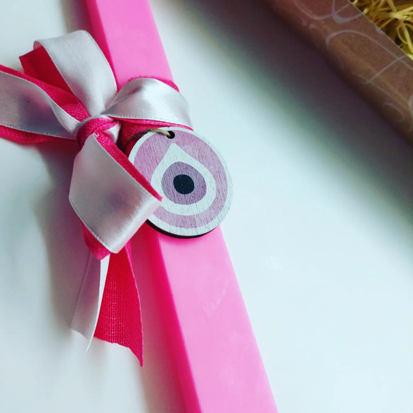Χειροποίητη αρωματική λαμπάδα "ροζ μάτι" - κορίτσι, λαμπάδες, για ενήλικες, για εφήβους - 2