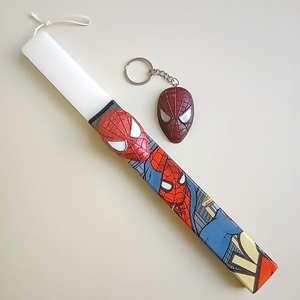 Πασχαλινή λαμπάδα Spiderman και μπρελόκ - αγόρι, λαμπάδες, για παιδιά, για εφήβους, σούπερ ήρωες - 2