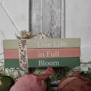 Ξύλινα διακοσμητικά βιβλία Live life in full bloom - διακοσμητικά - 3