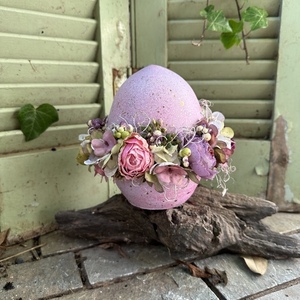 Πασχαλινό αυγο με παιωνια και ορτανσίες 16 εκατοστά - λουλούδια, αυγό, διακοσμητικά, για ενήλικες, διακοσμητικό πασχαλινό - 3