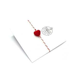 Βραχιόλι "μαρτάκι" με κόκκινη βελουτέ καρδιά - καρδιά, κορδόνια, μαρτάκια, χεριού, αυξομειούμενα