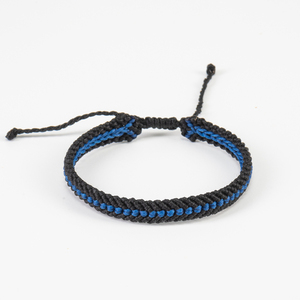 Ανδρικά βραχιόλια, Μαύρο και Μπλε - Mens Bracelet Macrame, Black and Blue - νήμα, μακραμέ, boho, χεριού, αυξομειούμενα