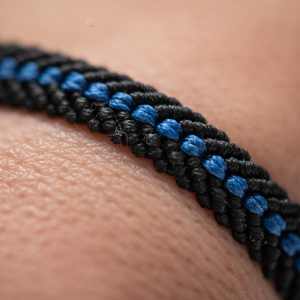 Ανδρικά βραχιόλια, Μαύρο και Μπλε - Mens Bracelet Macrame, Black and Blue - νήμα, μακραμέ, boho, χεριού, αυξομειούμενα - 3