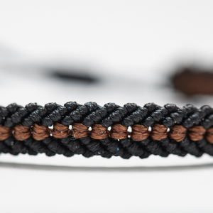 Ανδρικά βραχιόλια, Μαύρο και Καφέ - Mens Bracelet Macrame, Black and Brown - νήμα, μακραμέ, boho, χεριού, αυξομειούμενα - 5