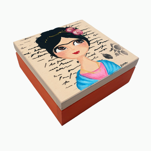 Κουτί ξύλινο ζωγραφισμένο στο χέρι " Frida Kahlo" - frida kahlo, δώρο για βάφτιση, δώρο γεννεθλίων