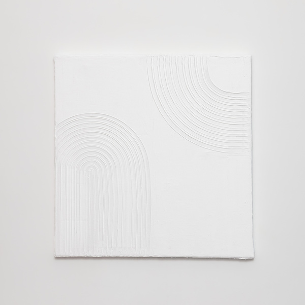 Arches Τετράγωνος λευκός καμβάς με γραμμικό ανάγλυφο απο τσιμεντοειδεή στόκο σε διαστάσεις 40x40εκ - πίνακες & κάδρα, καμβάς, πίνακες ζωγραφικής