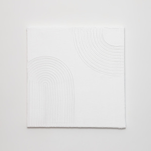 Arches Τετράγωνος λευκός καμβάς με γραμμικό ανάγλυφο απο τσιμεντοειδεή στόκο σε διαστάσεις 40x40εκ - πίνακες & κάδρα, καμβάς, πίνακες ζωγραφικής
