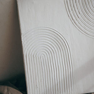Arches Τετράγωνος λευκός καμβάς με γραμμικό ανάγλυφο απο τσιμεντοειδεή στόκο σε διαστάσεις 40x40εκ - πίνακες & κάδρα, καμβάς, πίνακες ζωγραφικής - 2