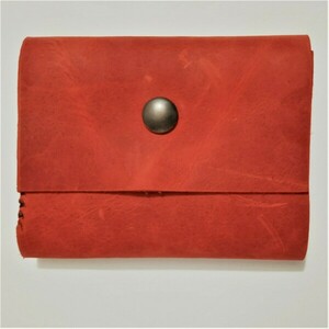 πορτοφόλι μικρό από Δέρμα Κόκκινο για κάρτες και χαρτονομίσματα - δέρμα