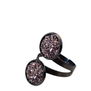 Δαχτυλίδι με ιριδιζον στρας - ορείχαλκος, χάντρες, αυξομειούμενα