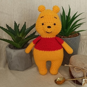 Πλεκτός αρκούδος Winnie the Pooh - 19εκ - δώρο, λούτρινα, amigurumi, σούπερ ήρωες, ήρωες κινουμένων σχεδίων - 3