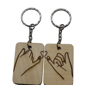 Matching μπρελόκ με σχέδιο χέρια και καρδιά - ξύλο, μπρελοκ κλειδιών