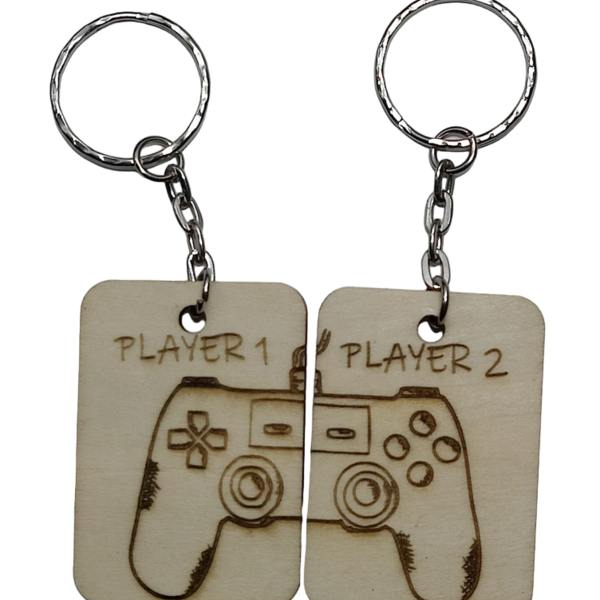 Matching μπρελόκ player 1 & player2 - ξύλο, μπρελοκ κλειδιών