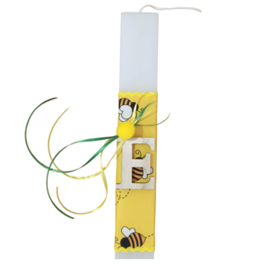 παιδική λαμπάδα μελισσούλα με μονόγραμμα 30 cm - μονογράμματα, για παιδιά, ζωάκια, για μωρά - 2