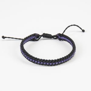Ανδρικά βραχιόλια, Μαύρο και Μωβ - Mens Bracelet Macrame, Black and Purple - νήμα, μακραμέ, boho, χεριού, αυξομειούμενα