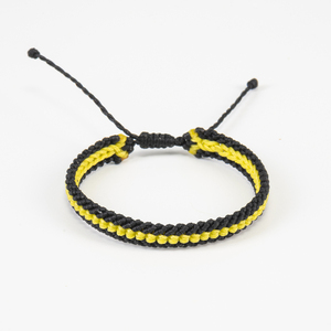 Ανδρικά βραχιόλια, Μαύρο και Κίτρινο - Mens Bracelet Macrame, Black and Yellow - νήμα, μακραμέ, boho, χεριού, αυξομειούμενα