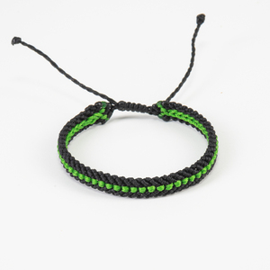 Ανδρικά βραχιόλια, Μαύρο και Ανοιχτό Πράσινο - Mens Bracelet Macrame, Black and Light Green - νήμα, μακραμέ, boho, χεριού, αυξομειούμενα