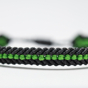 Ανδρικά βραχιόλια, Μαύρο και Ανοιχτό Πράσινο - Mens Bracelet Macrame, Black and Light Green - νήμα, μακραμέ, boho, χεριού, αυξομειούμενα - 4