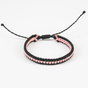 Ανδρικά βραχιόλια, Μαύρο και Ροζ - Mens Bracelet Macrame, Black and Pink - νήμα, μακραμέ, boho, χεριού, αυξομειούμενα