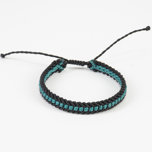 Ανδρικά βραχιόλια, Μαύρο και Πετρόλ - Mens Bracelet Macrame, Black and Petrol - νήμα, μακραμέ, boho, χεριού, αυξομειούμενα