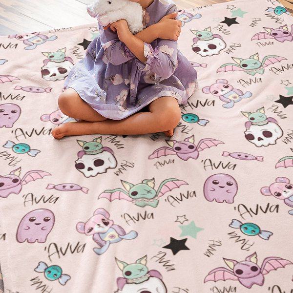 Pastel goth παιδική κουβέρτα βελουτέ προσωποποιημένη - 127Χ153 εκ- Looloo & Co - κορίτσι, προσωποποιημένα - 3