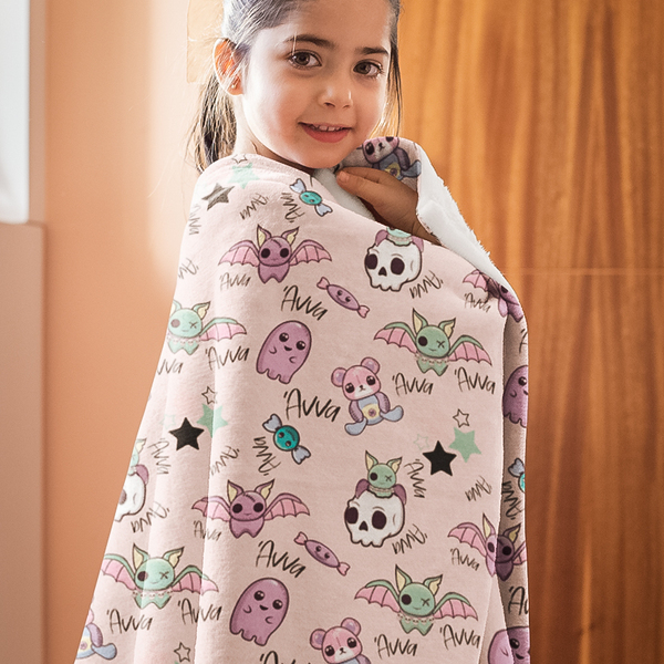 Pastel goth παιδική κουβέρτα βελουτέ προσωποποιημένη - 127Χ153 εκ- Looloo & Co - κορίτσι, προσωποποιημένα - 4