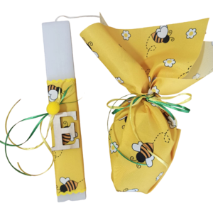 Πασχαλινό σετ δώρου για παιδιά λαμπάδα και αυγό 'μελισσούλα' - λαμπάδες, σετ, μονογράμματα, για παιδιά, δώρο έκπληξη