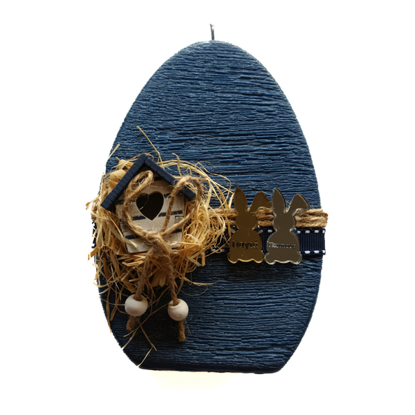 Πασχαλινό αρωματικό κερί μπλε ΠΑΠΠΟΥΣ-ΓΙΑΓΙΑ - αρωματικά κεριά, διακοσμητικά, πασχαλινά δώρα - 3