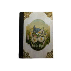 Βιβλίο ευχών βάπτισης ξύλινο με ζωγραφικό θέμα πεταλούδες - κορίτσι, πεταλούδες