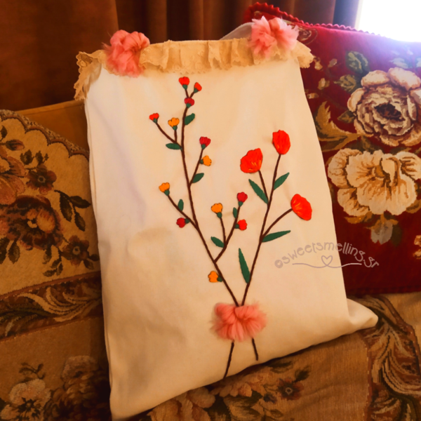 Χαριτωμένη τσάντα tote * βαμβακερή τσάντα για τα ψώνια με λουλουδάτο μοτίβο - ύφασμα, ώμου, φλοράλ, tote, πάνινες τσάντες - 4
