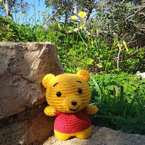 Πλεκτό κουκλάκι Winnie the pooh - χειροποίητα, λούτρινα, αρκουδάκι, βρεφικά, amigurumi - 4