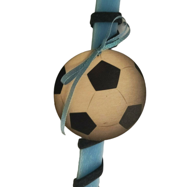 Λαμπάδα μπλε 30 εκατοστών με μπάλα ποδοσφαίρου - αγόρι, λαμπάδες, για παιδιά, για μωρά, σπορ και ομάδες - 2