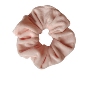 Χειροποιητο Υφασμάτινο Λαστιχάκι μαλλιών Scrunchie Κοκαλάκι Βελουτέ σε ροζ απαλό χρωμα medium size 1τμχ - ύφασμα, βελούδο, ιδεά για δώρο, δώρο πάσχα, λαστιχάκια μαλλιών