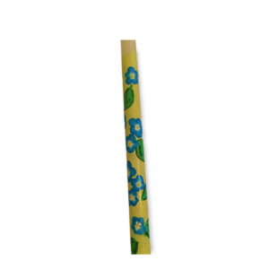 γαλάζια αγριολούλουδα σε κίτρινο φόντο/ λαμπάδα/ κύλινδρος/ 40 εκ./ ζωγραφισμένη - λουλούδια, λαμπάδες, για παιδιά, για ενήλικες, για εφήβους - 2