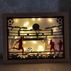 Φωτιζόμενο 3D κάδρο (shadow box) ποδόσφαιρο - χαρτί, διακοσμητικά, φωτιζόμενα κάδρα, κορνίζες - 2
