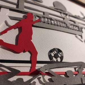 Φωτιζόμενο 3D κάδρο (shadow box) ποδόσφαιρο - χαρτί, διακοσμητικά, κορνίζες - 3