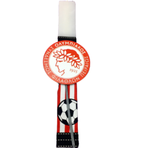 Λαμπάδα πλακέ με ξύλινο στοιχείο-μαγνητάκι με αθλητικό θέμα ( ομάδα Ολυμπιακός ) - λαμπάδες, για ενήλικες, για εφήβους, σπορ και ομάδες - 4