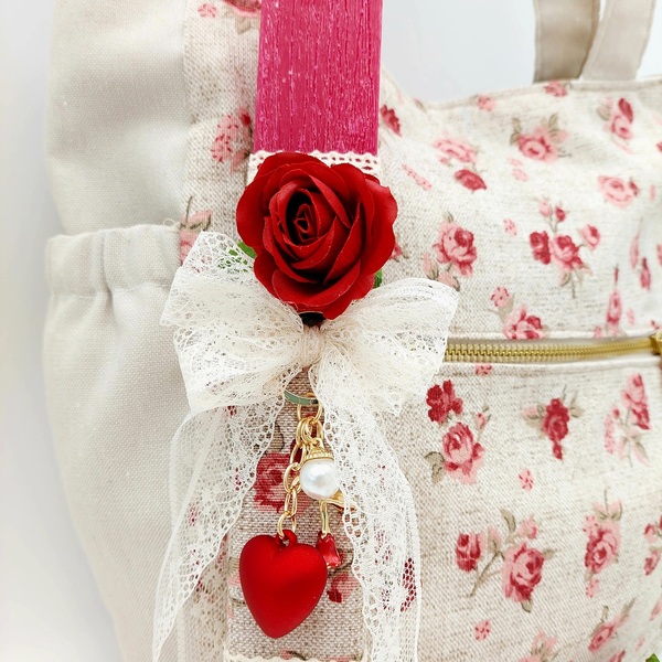 Λαμπάδα τριαντάφυλλο σετ με μία υπέροχη τσάντα ώμου - κορίτσι, λαμπάδες, νονά, βαφτιστήρι, δώρα για δασκάλες - 3