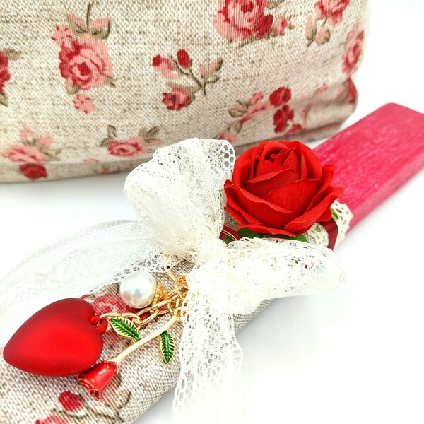 Λαμπάδα τριαντάφυλλο σετ με μία υπέροχη τσάντα ώμου - κορίτσι, λαμπάδες, νονά, βαφτιστήρι, δώρα για δασκάλες - 4