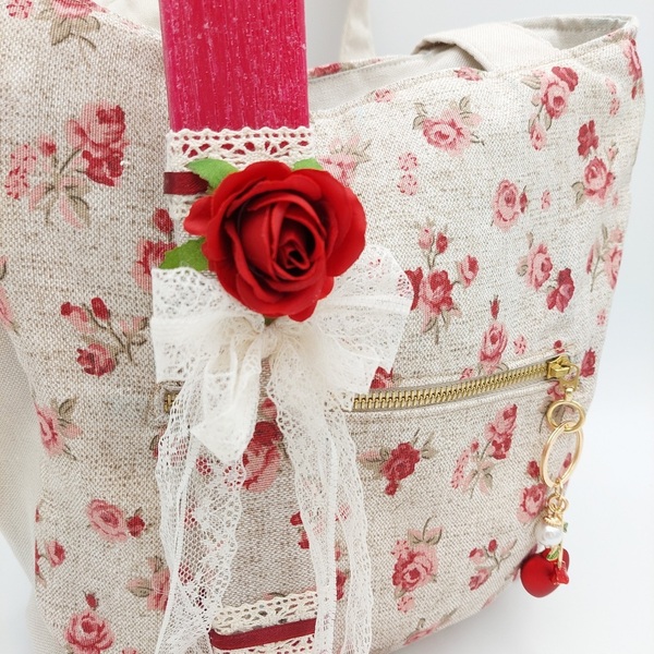 Λαμπάδα τριαντάφυλλο σετ με μία υπέροχη τσάντα ώμου - κορίτσι, λαμπάδες, νονά, βαφτιστήρι, δώρα για δασκάλες - 5
