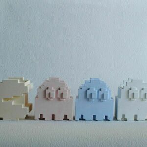Διακοσμητικό Γλαστράκι PacMan Ghost από Λευκό τσιμέντο 9 cm | Concrete Decor - τσιμέντο, διακοσμητικά - 4